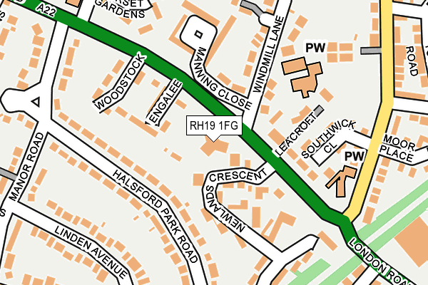 RH19 1FG map - OS OpenMap – Local (Ordnance Survey)
