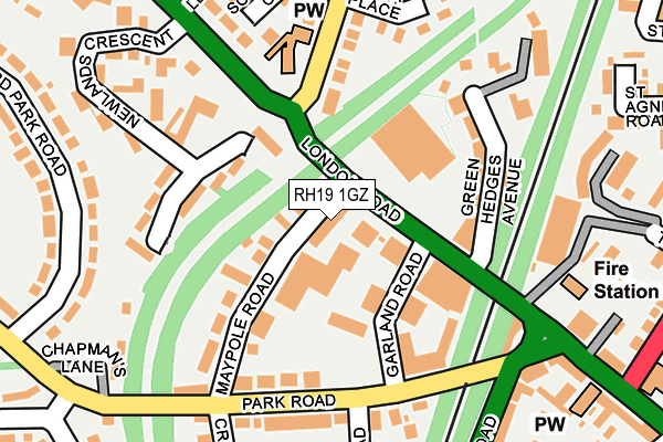 RH19 1GZ map - OS OpenMap – Local (Ordnance Survey)