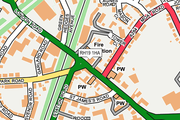 RH19 1HA map - OS OpenMap – Local (Ordnance Survey)