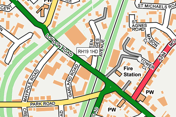 RH19 1HD map - OS OpenMap – Local (Ordnance Survey)