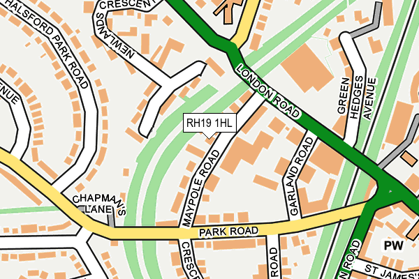 RH19 1HL map - OS OpenMap – Local (Ordnance Survey)