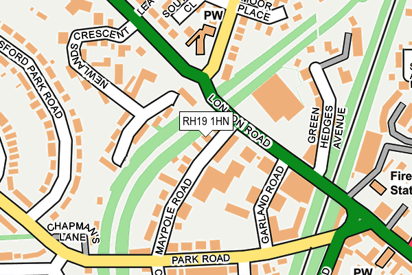 RH19 1HN map - OS OpenMap – Local (Ordnance Survey)