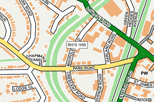 RH19 1HW map - OS OpenMap – Local (Ordnance Survey)