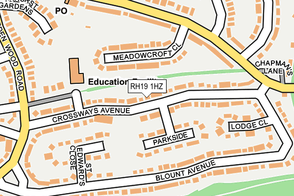 RH19 1HZ map - OS OpenMap – Local (Ordnance Survey)