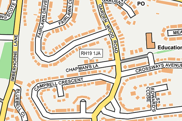 RH19 1JA map - OS OpenMap – Local (Ordnance Survey)