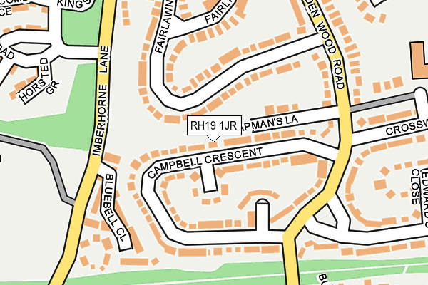RH19 1JR map - OS OpenMap – Local (Ordnance Survey)