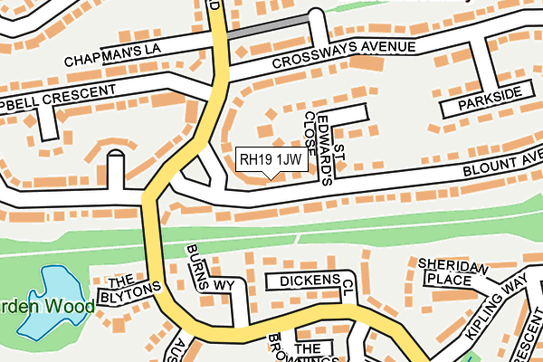 RH19 1JW map - OS OpenMap – Local (Ordnance Survey)
