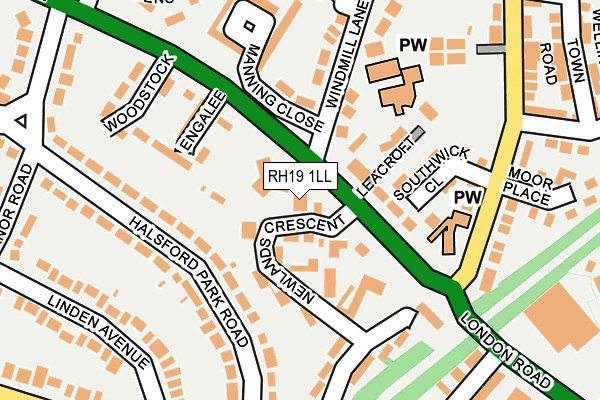 RH19 1LL map - OS OpenMap – Local (Ordnance Survey)
