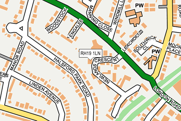 RH19 1LN map - OS OpenMap – Local (Ordnance Survey)