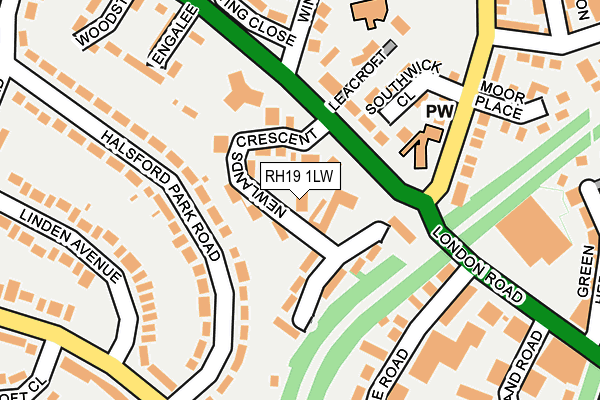 RH19 1LW map - OS OpenMap – Local (Ordnance Survey)