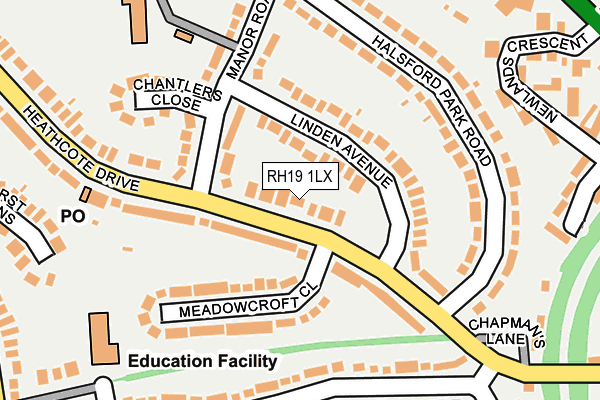 RH19 1LX map - OS OpenMap – Local (Ordnance Survey)