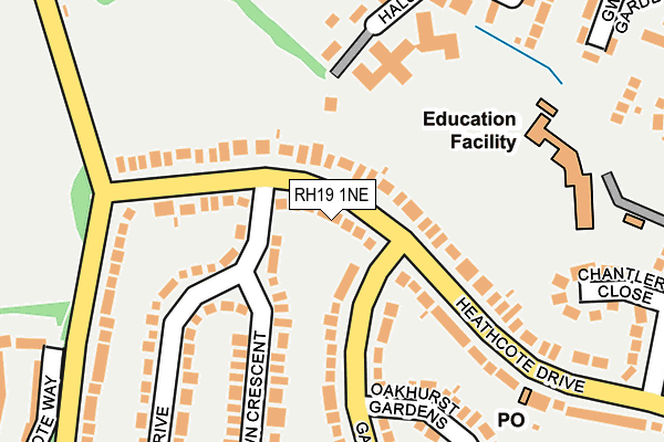 RH19 1NE map - OS OpenMap – Local (Ordnance Survey)