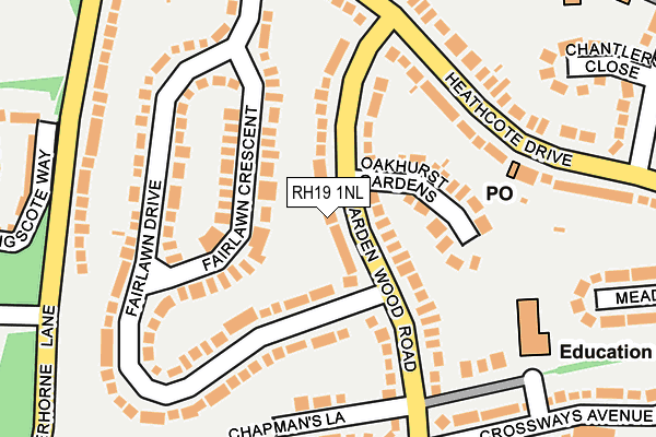 RH19 1NL map - OS OpenMap – Local (Ordnance Survey)