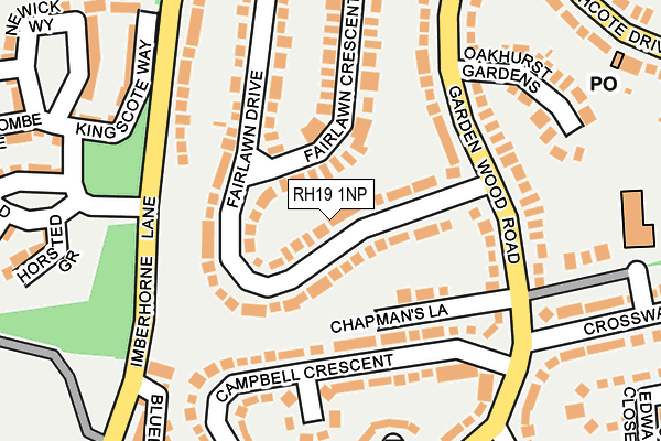 RH19 1NP map - OS OpenMap – Local (Ordnance Survey)
