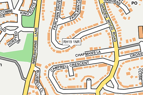 RH19 1NR map - OS OpenMap – Local (Ordnance Survey)