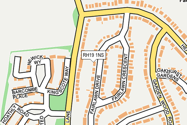 RH19 1NS map - OS OpenMap – Local (Ordnance Survey)