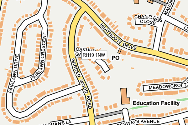 RH19 1NW map - OS OpenMap – Local (Ordnance Survey)