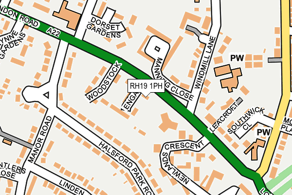 RH19 1PH map - OS OpenMap – Local (Ordnance Survey)