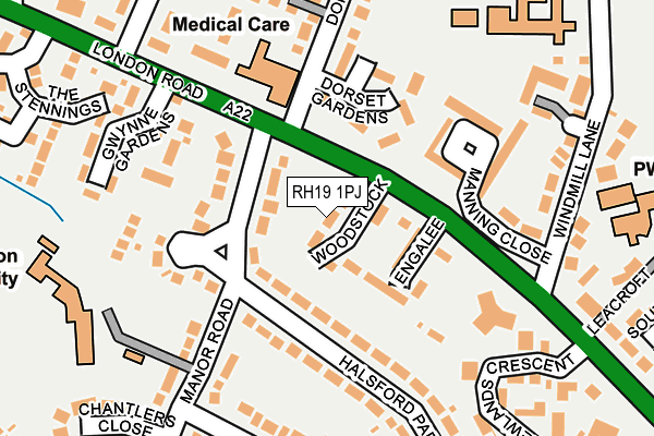 RH19 1PJ map - OS OpenMap – Local (Ordnance Survey)