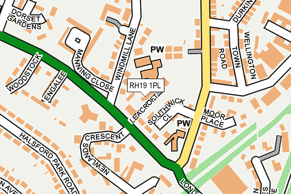RH19 1PL map - OS OpenMap – Local (Ordnance Survey)