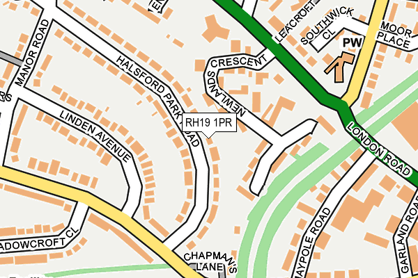RH19 1PR map - OS OpenMap – Local (Ordnance Survey)