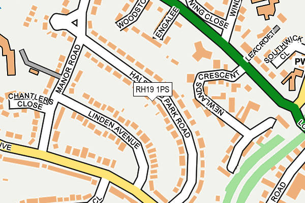 RH19 1PS map - OS OpenMap – Local (Ordnance Survey)