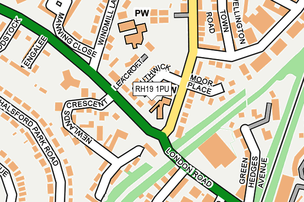 RH19 1PU map - OS OpenMap – Local (Ordnance Survey)