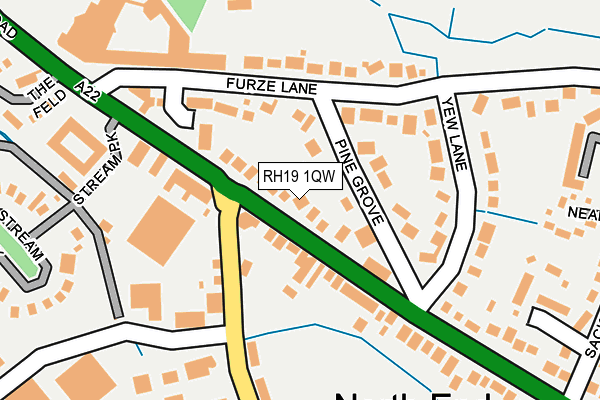 RH19 1QW map - OS OpenMap – Local (Ordnance Survey)