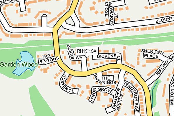 RH19 1SA map - OS OpenMap – Local (Ordnance Survey)