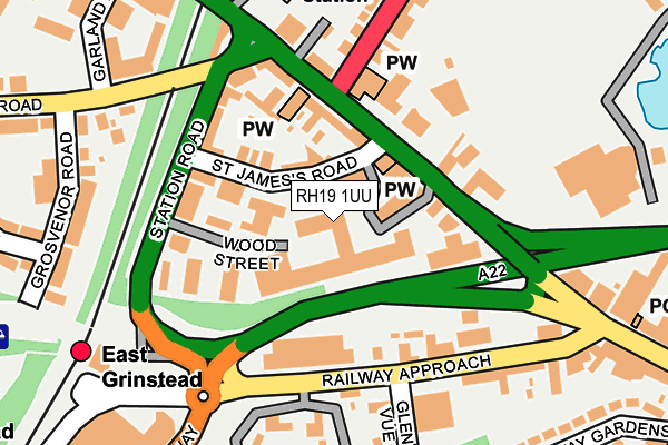 RH19 1UU map - OS OpenMap – Local (Ordnance Survey)