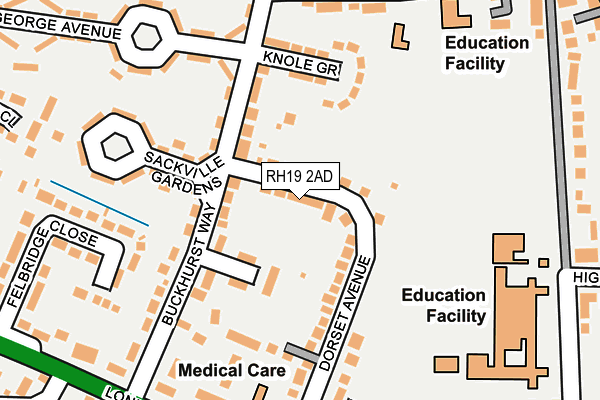 RH19 2AD map - OS OpenMap – Local (Ordnance Survey)