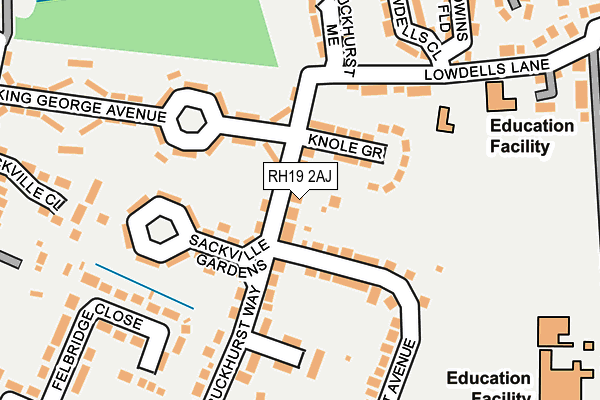 RH19 2AJ map - OS OpenMap – Local (Ordnance Survey)