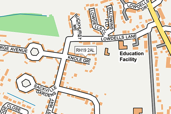 RH19 2AL map - OS OpenMap – Local (Ordnance Survey)