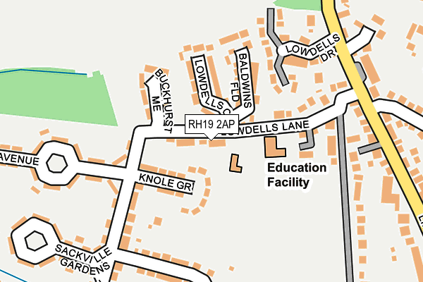 RH19 2AP map - OS OpenMap – Local (Ordnance Survey)