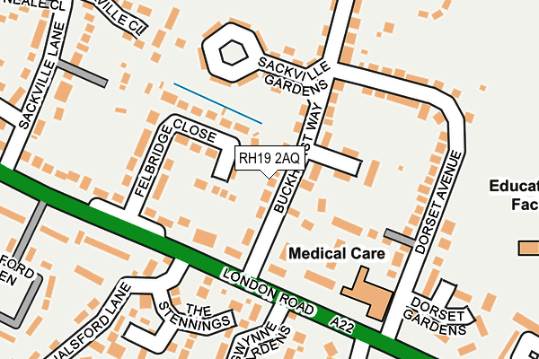 RH19 2AQ map - OS OpenMap – Local (Ordnance Survey)