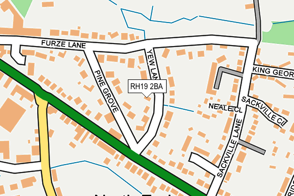 RH19 2BA map - OS OpenMap – Local (Ordnance Survey)