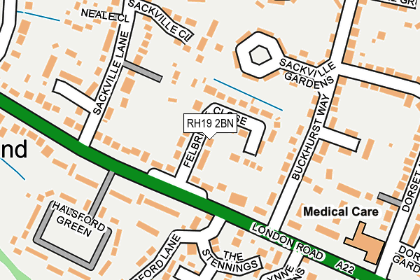 RH19 2BN map - OS OpenMap – Local (Ordnance Survey)