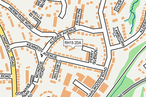RH19 2DA map - OS OpenMap – Local (Ordnance Survey)
