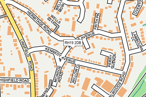 RH19 2DB map - OS OpenMap – Local (Ordnance Survey)