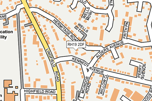 RH19 2DF map - OS OpenMap – Local (Ordnance Survey)