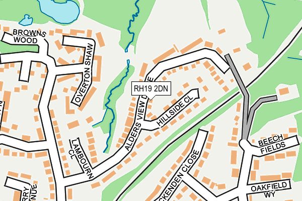 RH19 2DN map - OS OpenMap – Local (Ordnance Survey)