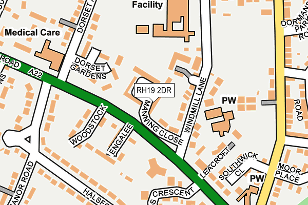 RH19 2DR map - OS OpenMap – Local (Ordnance Survey)