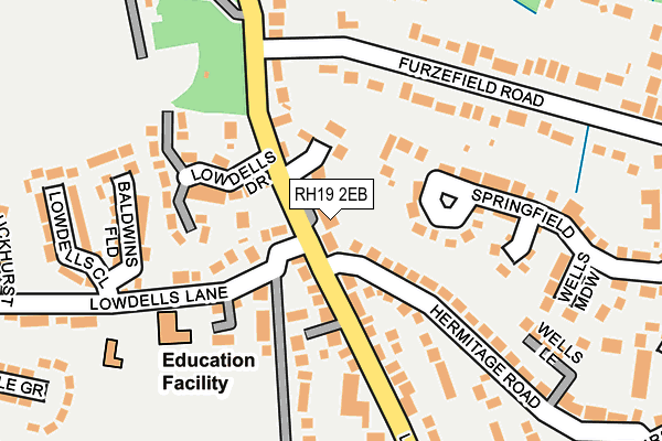 RH19 2EB map - OS OpenMap – Local (Ordnance Survey)