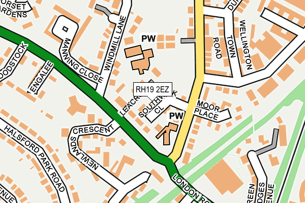 RH19 2EZ map - OS OpenMap – Local (Ordnance Survey)