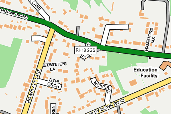 RH19 2GS map - OS OpenMap – Local (Ordnance Survey)