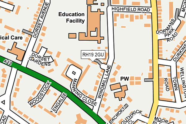 RH19 2GU map - OS OpenMap – Local (Ordnance Survey)