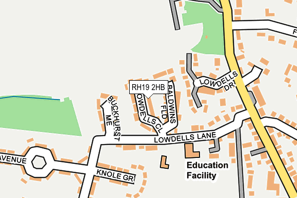 RH19 2HB map - OS OpenMap – Local (Ordnance Survey)