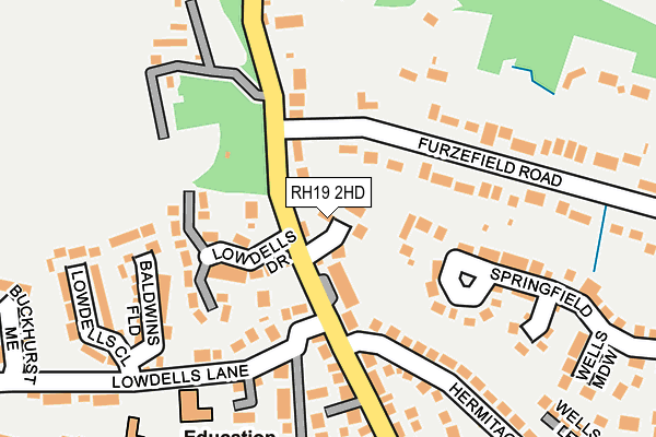RH19 2HD map - OS OpenMap – Local (Ordnance Survey)