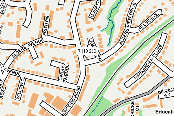 RH19 2JD map - OS OpenMap – Local (Ordnance Survey)