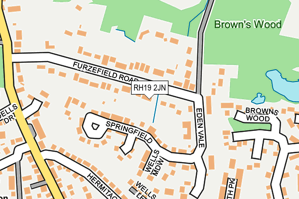RH19 2JN map - OS OpenMap – Local (Ordnance Survey)